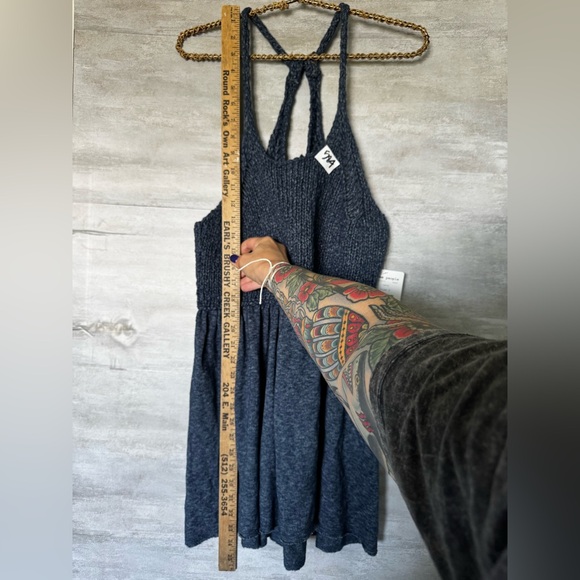 Free‎ People Mountain View Sweater Crochet Knit Tunic Top Blue S over sized NWT - Picture 8 of 11